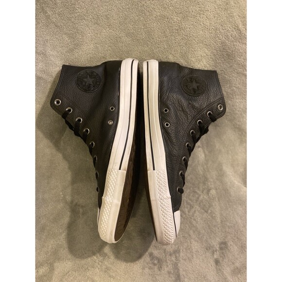 Converse All Star Chuck Taylor Leather Shoes Men’s 13 Black High Top Sneakers - Picture 12 of 16